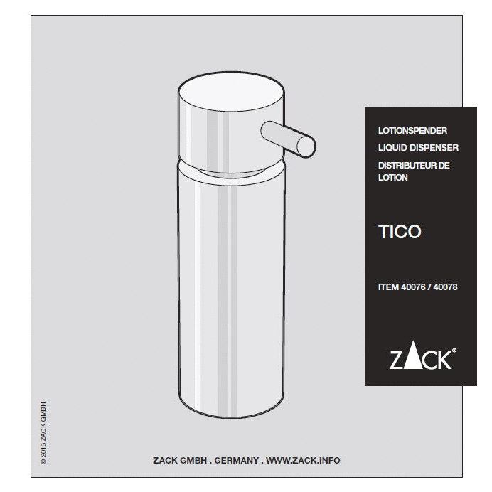 Zack Tico Polished Stainless Steel 12.5 cm Soap Dispenser 40078