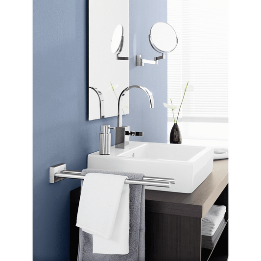 Zack Linea Premium Brushed Stainless Steel Magnifying Wall Mirror - 3x Magnification Adjustable Arm