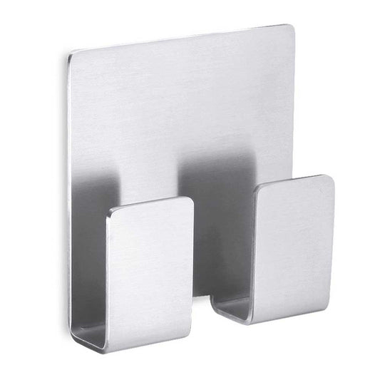 Zack Appeso Brushed Stainless Steel Self Adhesive Double Towel Hook 40135