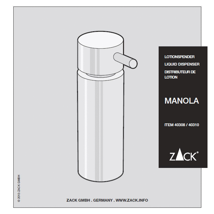 Zack Manola Brushed Stainless Steel 13 cm Soap Dispenser 40310