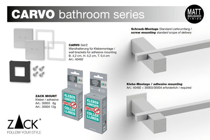 Zack Carvo Wall Bracket Set/2 — Matt Brushed Stainless Steel