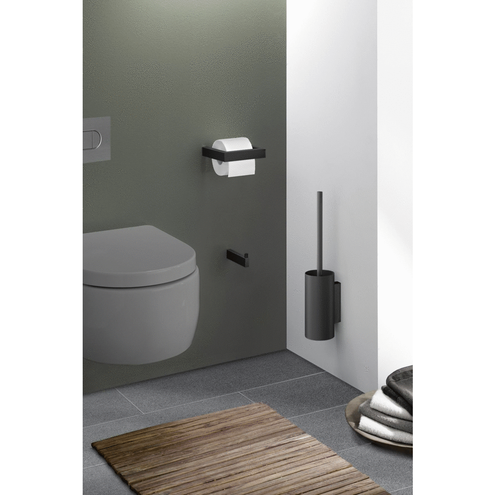Zack Linea Black Stainless Steel Spare Toilet Roll Holder 40581