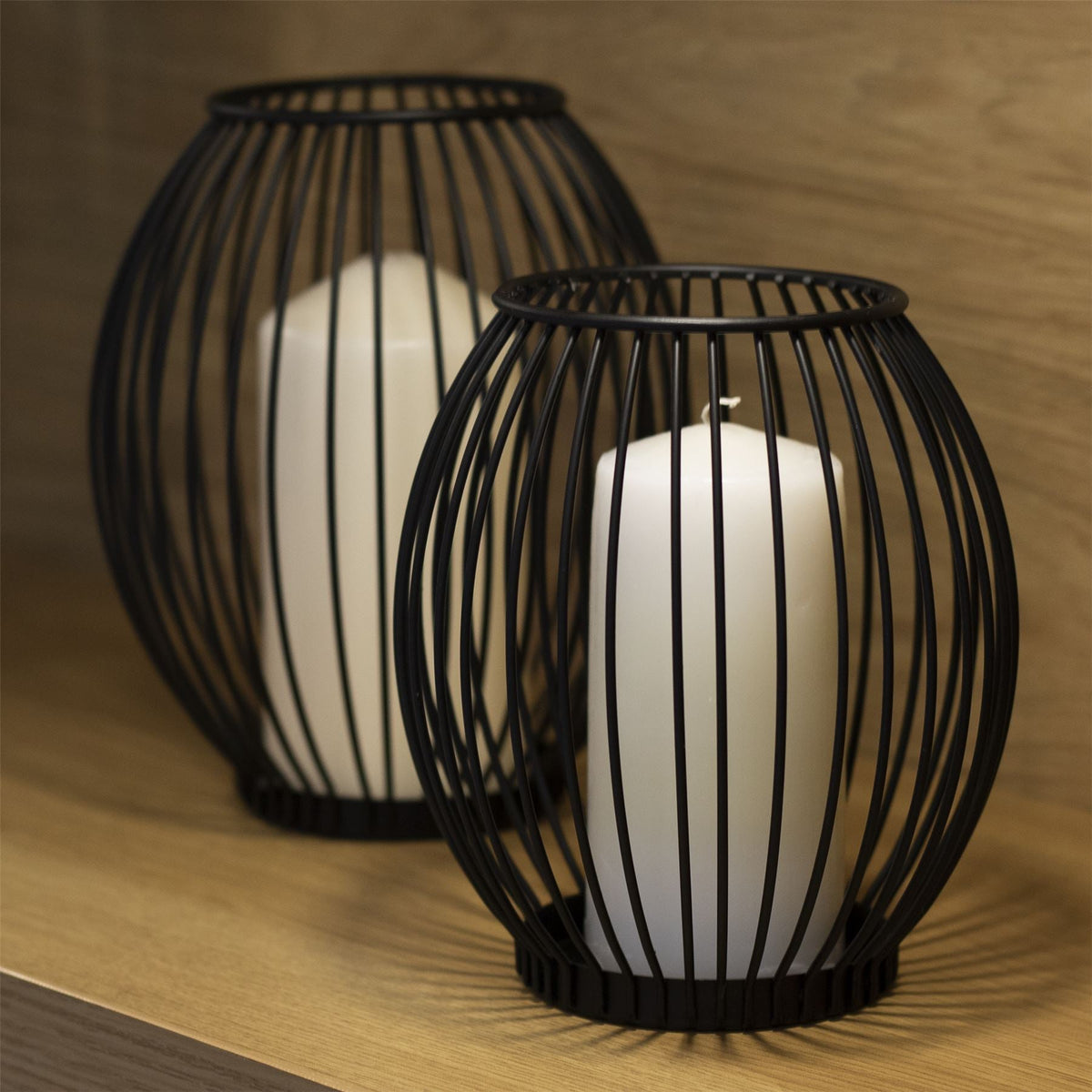 Maison & White Black Iron Cage Candle Holders, Set of 2