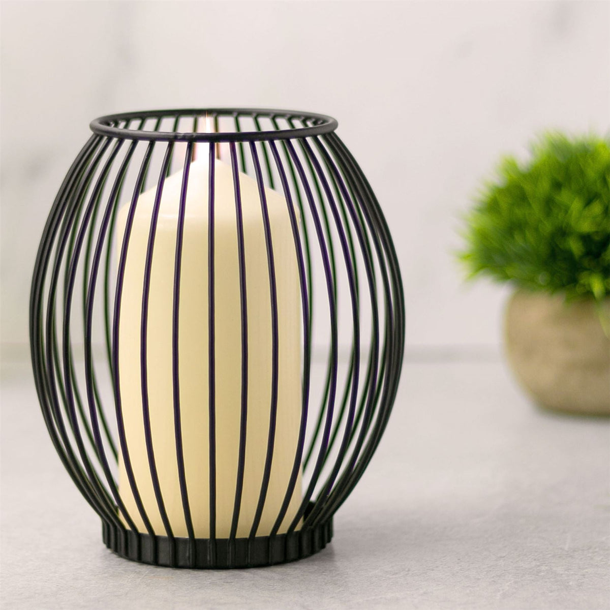 Maison & White Black Iron Cage Candle Holders, Set of 2