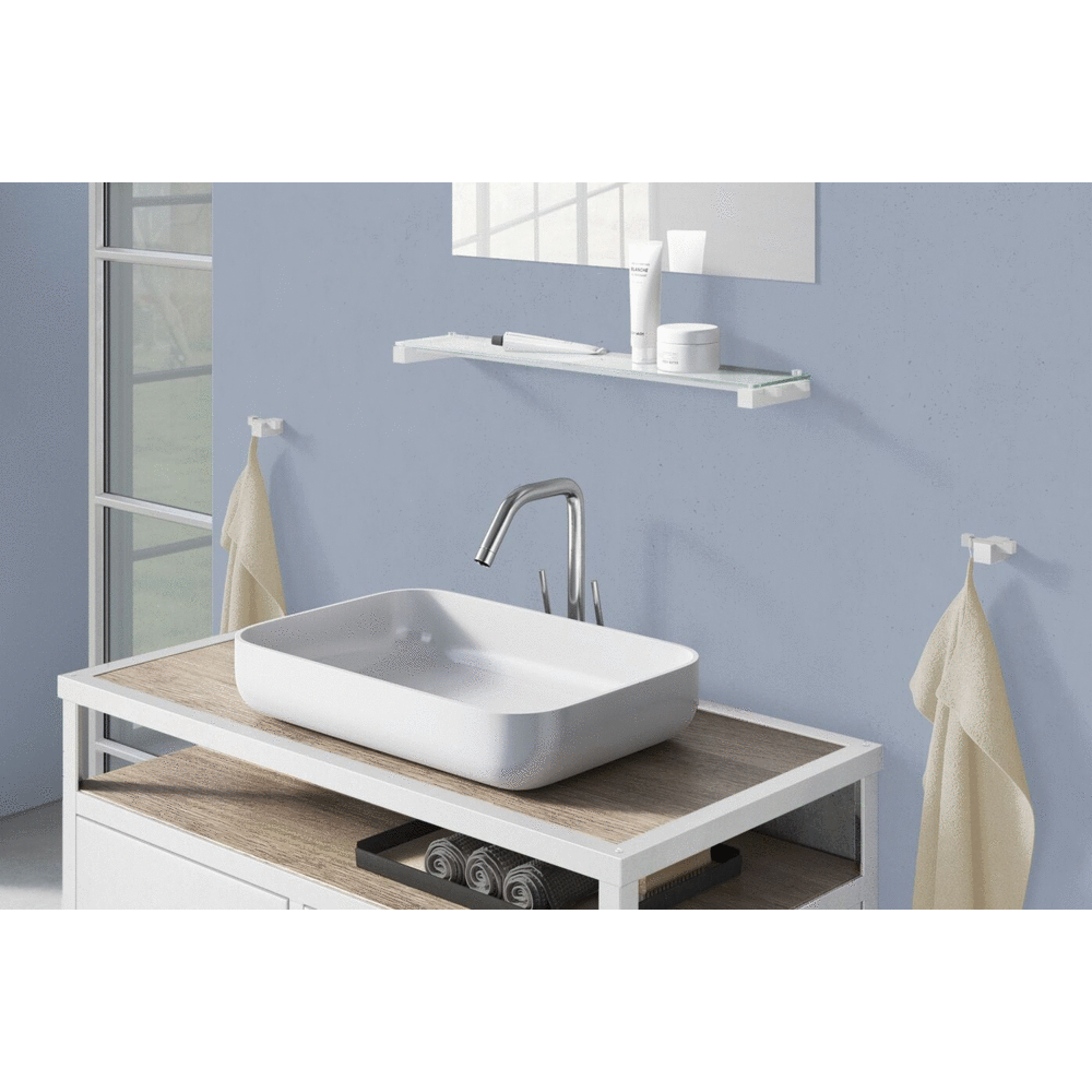 Zack Carvo White Stainless Steel & Glass Bathroom Shelf 40816