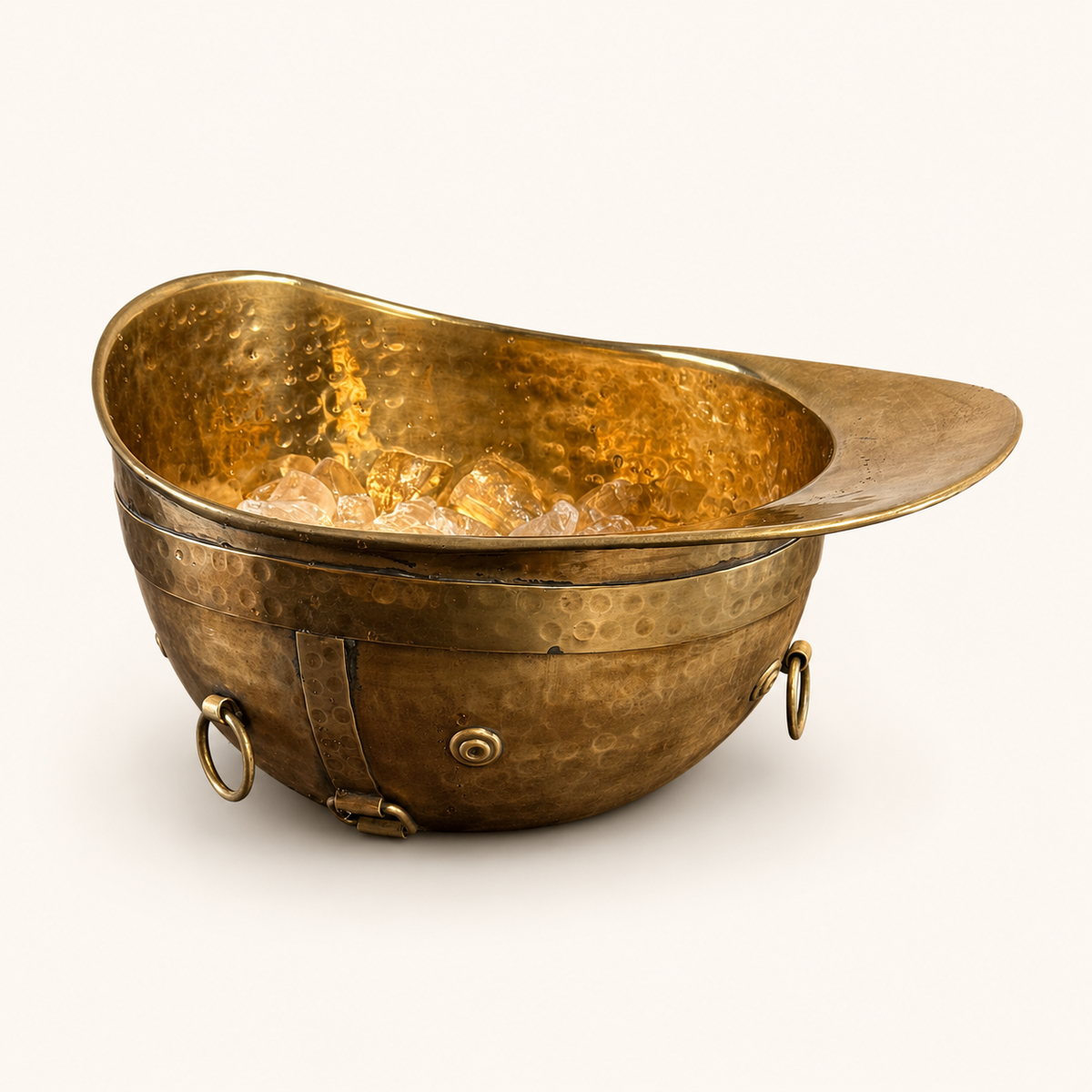 Solid Antique Brass Polo Helmet Champagne Ice Bucket | Wine Cooler