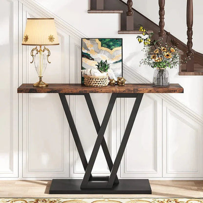 110cm Industrial Console Table | V-Leg Entryway & Hallway Table