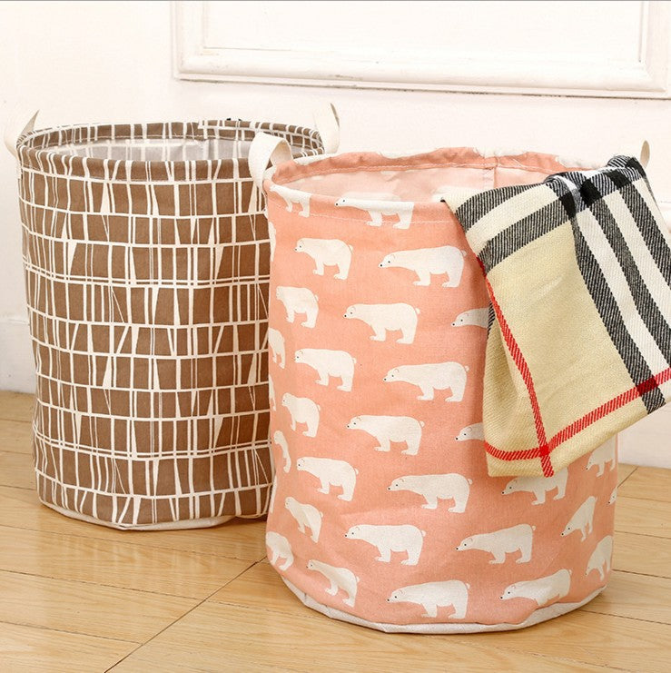Foldable Cotton and Linen Laundry Basket for Bathroom, Laundry and Toy Storage