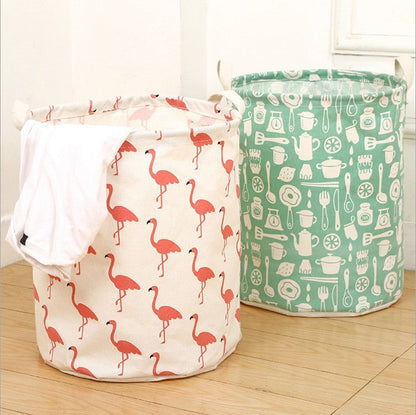 Foldable Cotton and Linen Laundry Basket for Bathroom, Laundry and Toy Storage