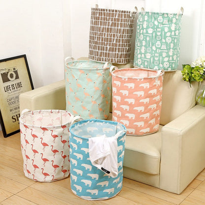 Foldable Cotton and Linen Laundry Basket for Bathroom, Laundry and Toy Storage