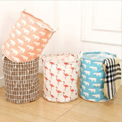 Foldable Cotton and Linen Laundry Basket for Bathroom, Laundry and Toy Storage