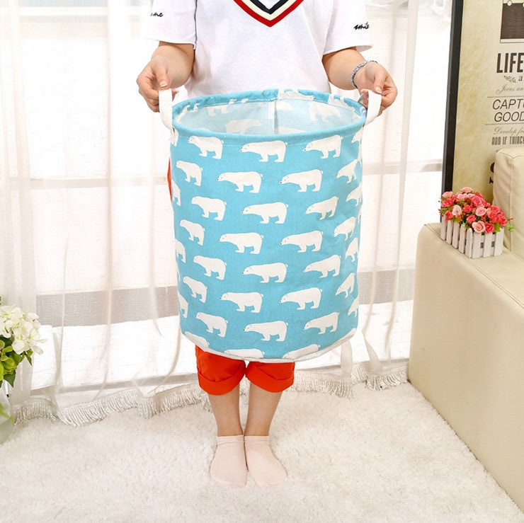 Foldable Cotton and Linen Laundry Basket for Bathroom, Laundry and Toy Storage