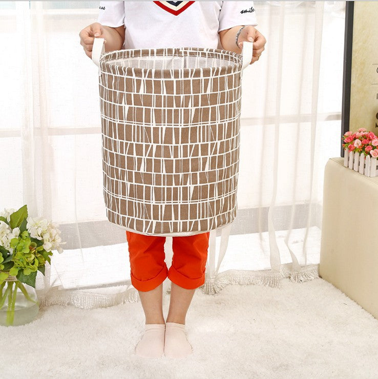Foldable Cotton and Linen Laundry Basket for Bathroom, Laundry and Toy Storage