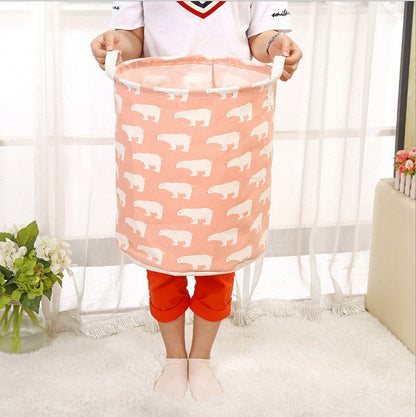 Foldable Cotton and Linen Laundry Basket for Bathroom, Laundry and Toy Storage
