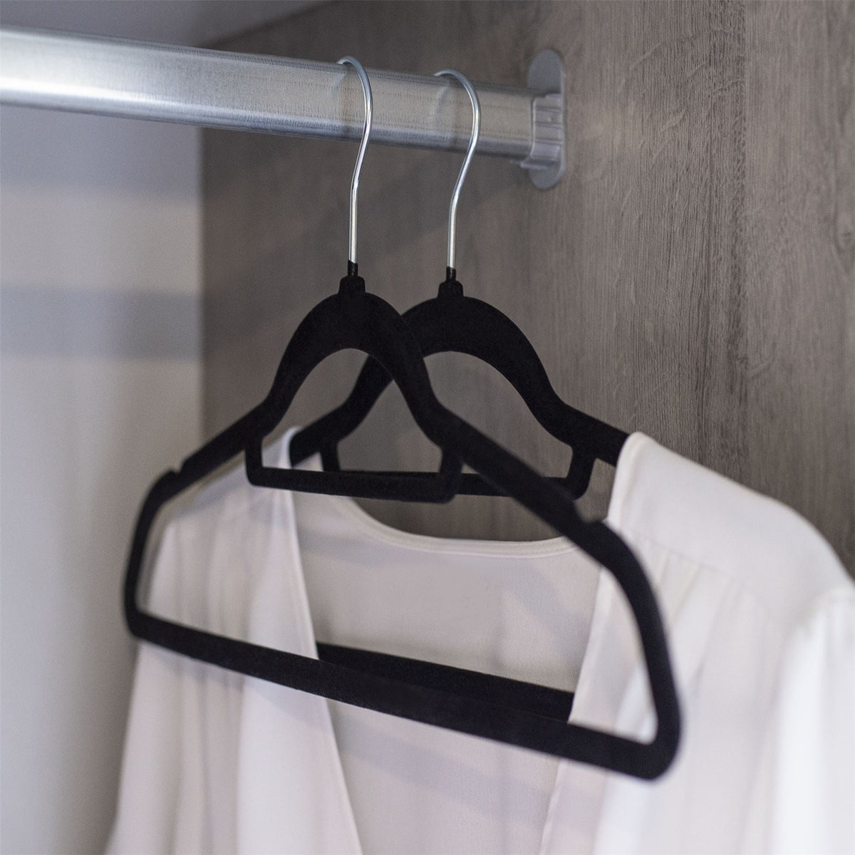 Maison & White Velvet Coat Hangers, Black, Pack of 50