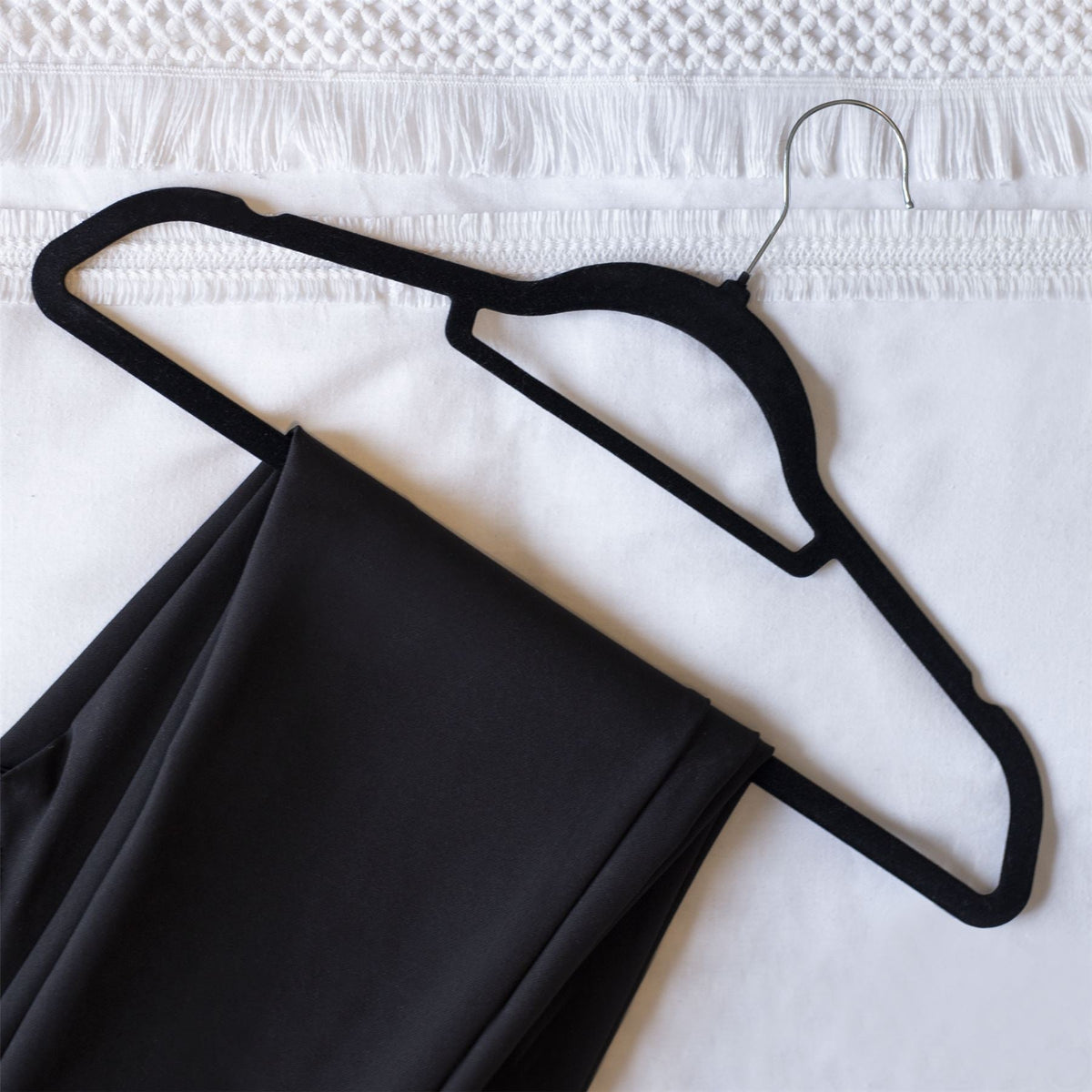 Maison & White Velvet Coat Hangers, Black, Pack of 50