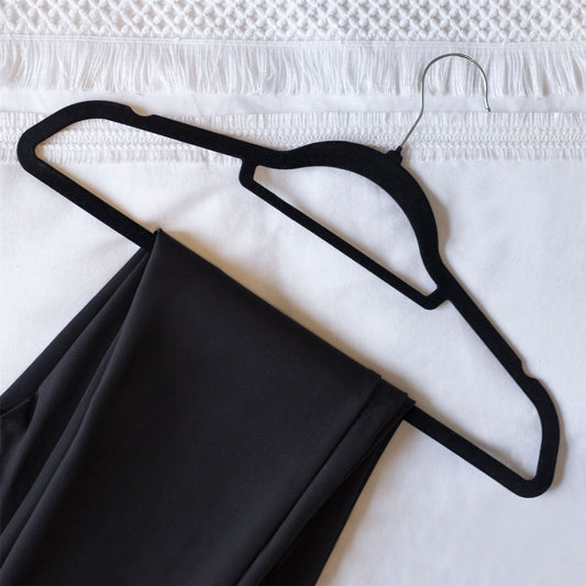 Maison & White Velvet Coat Hangers, Black, Pack of 50