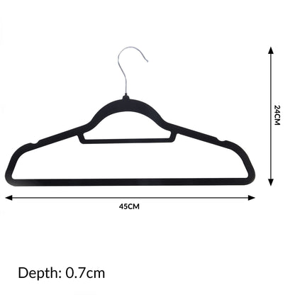 Maison & White Velvet Coat Hangers, Black, Pack of 50