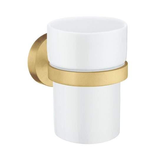 Smedbo Home Tumbler & Holder HV343P Brushed Brass & Porcelain