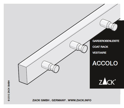 Zack Accolo Brushed Stainless Steel 4-Hook Wall Coat Rack 50657