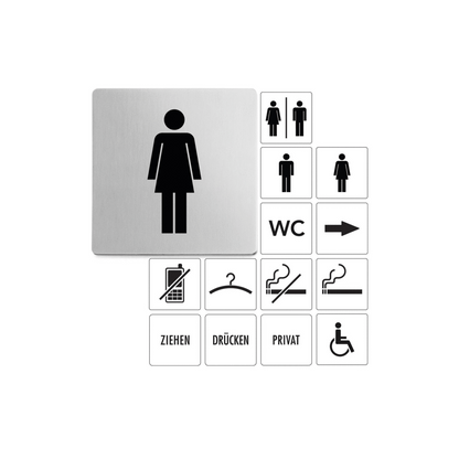 Zack Indici Brushed Stainless Steel Information Sign - Women 50714