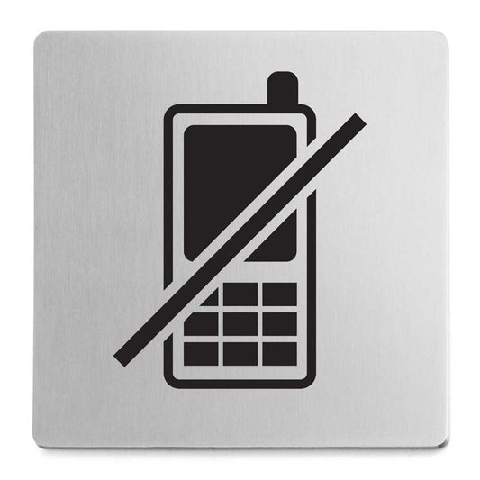 Zack Indici Brushed Stainless Steel Information Sign - No Mobile Phones 50717
