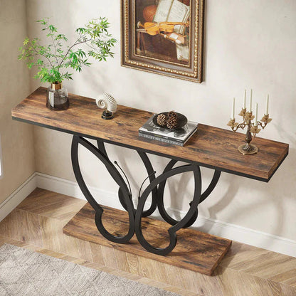 140cm Console Table with Butterfly Metal Frame | Sofa Table