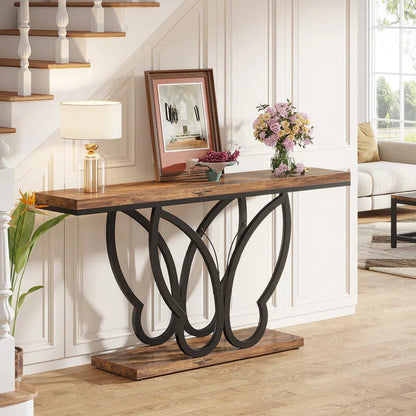 140cm Console Table with Butterfly Metal Frame | Sofa Table
