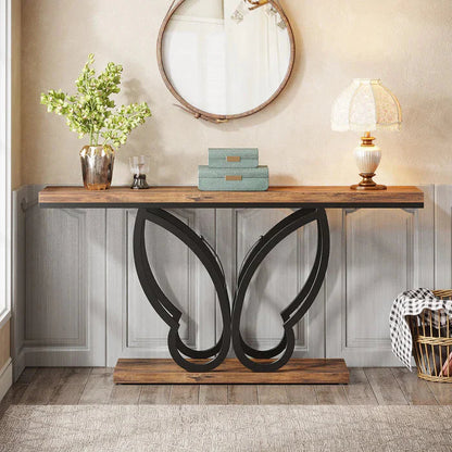 140cm Console Table with Butterfly Metal Frame | Sofa Table