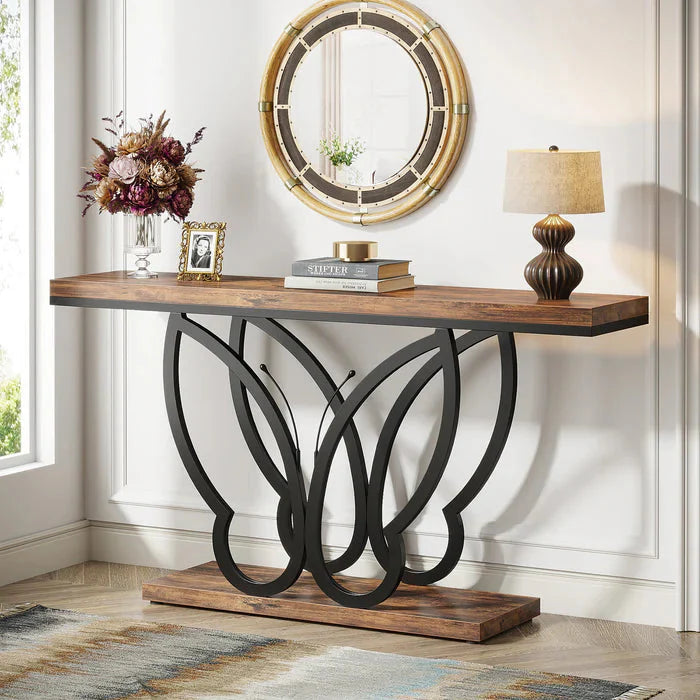 140cm Console Table with Butterfly Metal Frame | Sofa Table
