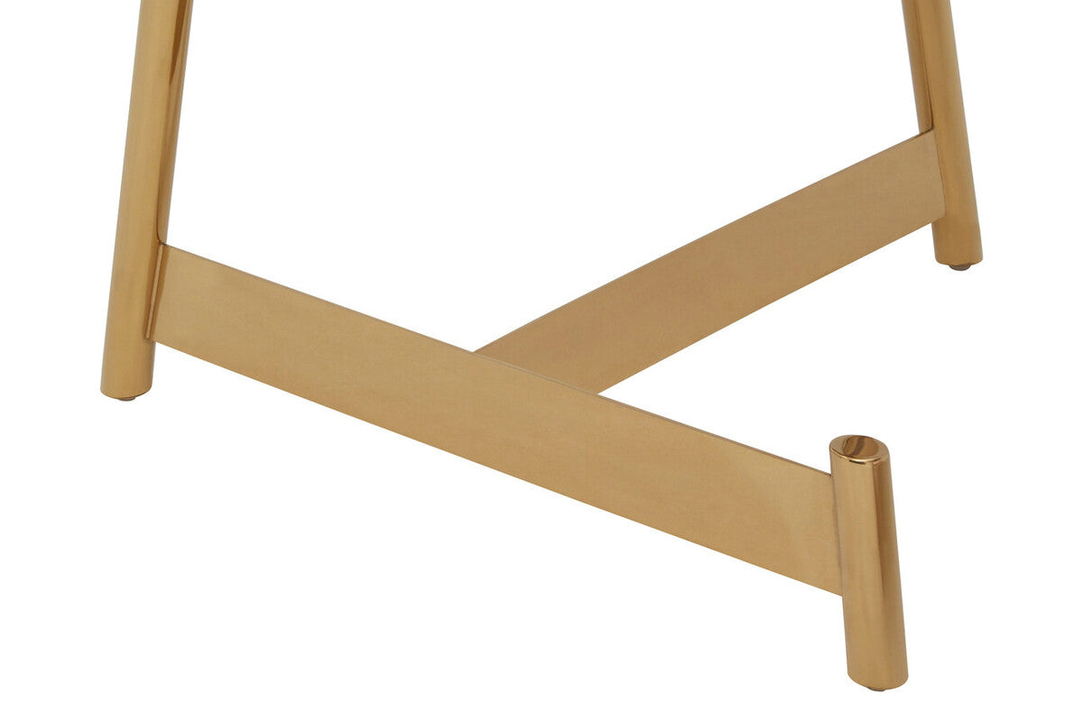 Gold metal chair frame on a white background