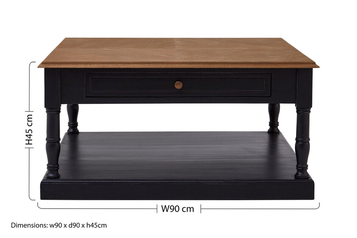 Loire black and natural wood 1 drawer coffee table, additional view