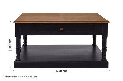 Loire black and natural wood 1 drawer coffee table, additional view