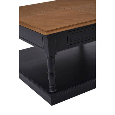 Loire black and natural wood 1 drawer coffee table, styled living room 3