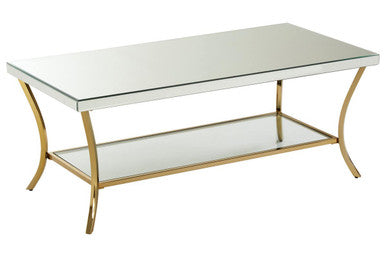 Kensington mirrored gold leg coffee table, styled living room 1