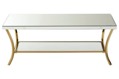 Kensington mirrored gold leg coffee table, side angle