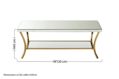 Kensington mirrored gold leg coffee table, additional view