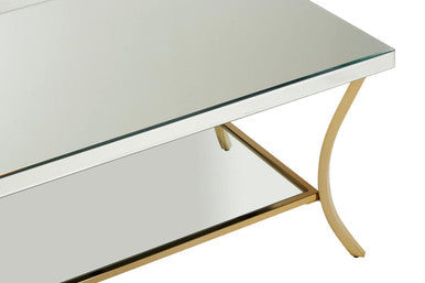 Kensington mirrored gold leg coffee table, styled living room 2