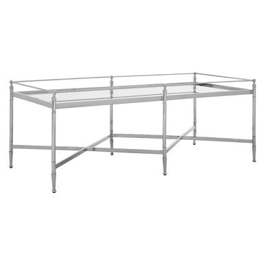 Zach mirrored glass cross frame coffee table, tabletop detail