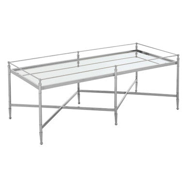 Zach mirrored glass cross frame coffee table, styled living room 1