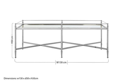 Zach mirrored glass cross frame coffee table, styled living room 2
