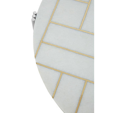 Eva white marble gold coffee table, tabletop detail