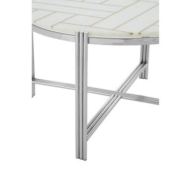 Eva white marble gold coffee table, close up view 2