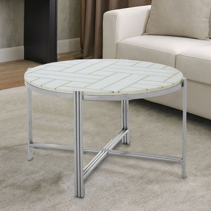 Eva white marble gold coffee table, front view