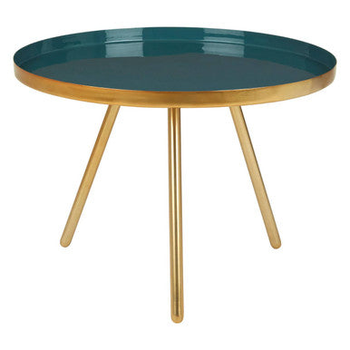 Enox green enamel gold coffee table, side angle