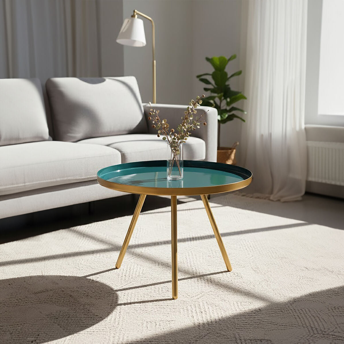 Enox green enamel gold coffee table, front view