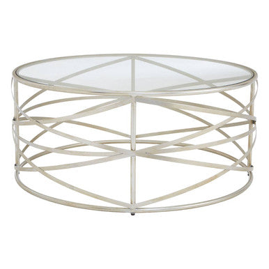 Rubia clear glass silver coffee table, side angle