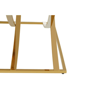 Reena mirrored top gold finish coffee table, close up view 2