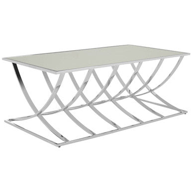 Reena mirrored chrome coffee table, styled living room 1