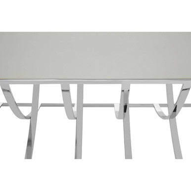 Reena mirrored chrome coffee table, close up view 2
